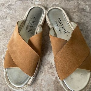 Maypol suede criss cross slide sandals size 7.5